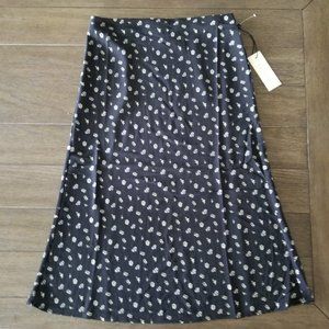 Rachel Zoe Size 8 Long Daisy Print Black Skirt